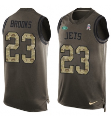 Men's Nike New York Jets #23 Terrence Brooks Limited Green Salute to Service Tank Top NFL Jersey
