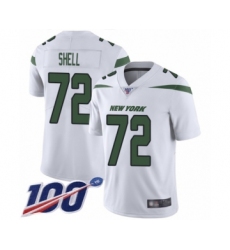 Men's New York Jets #72 Brandon Shell White Vapor Untouchable Limited Player 100th Season Football Jersey