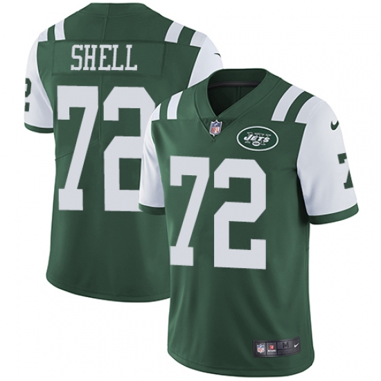 Men's Nike New York Jets #72 Brandon Shell Green Team Color Vapor Untouchable Limited Player NFL Jersey