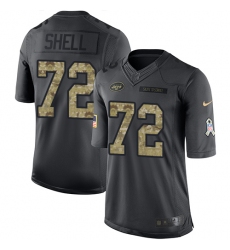 Men's Nike New York Jets #72 Brandon Shell Limited Black 2016 Salute to Service NFL Jersey