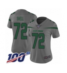 Women's New York Jets #72 Brandon Shell Limited Gray Inverted Legend 100th Season Football Jersey