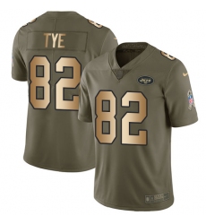 Men's Nike New York Jets #82 Will Tye Limited Olive/Gold 2017 Salute to Service NFL Jersey