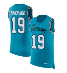 Men's Nike Carolina Panthers #19 Russell Shepard Blue Rush Player Name & Number Tank Top NFL Jersey