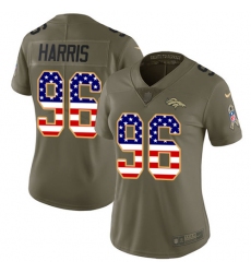 Women's Nike Denver Broncos #96 Shelby Harris Limited Olive/USA Flag 2017 Salute to Service NFL Jersey