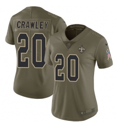 Women's Nike New Orleans Saints #20 Ken Crawley Limited Olive 2017 Salute to Service NFL Jersey