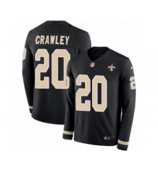 Youth Nike New Orleans Saints #20 Ken Crawley Limited Black Therma Long Sleeve NFL Jersey