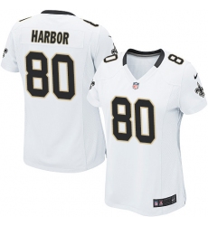 Women's Nike New Orleans Saints #80 Clay Harbor Game White NFL Jersey