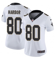 Women's Nike New Orleans Saints #80 Clay Harbor White Vapor Untouchable Elite Player NFL Jersey