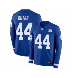 Men's Nike New York Giants #44 Doug Kotar Limited Royal Blue Therma Long Sleeve NFL Jersey