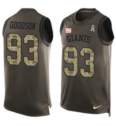 Men's Nike New York Giants #93 B.J. Goodson Limited Green Salute to Service Tank Top NFL Jersey