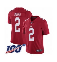 Men's New York Giants #2 Aldrick Rosas Red Limited Red Inverted Legend 100th Season Football Jersey