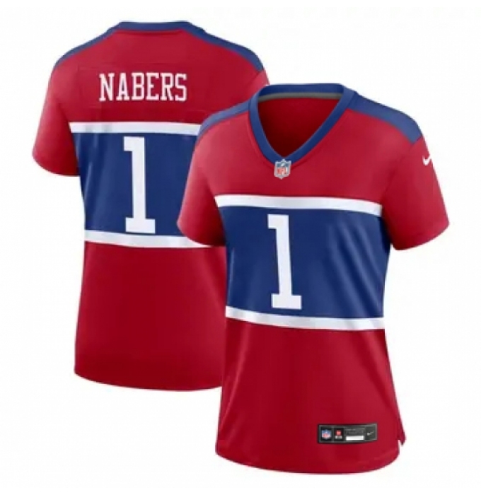 Women New York Giants #1 Malik Nabers Red Vapor Untouchable Limited Stitched Jersey