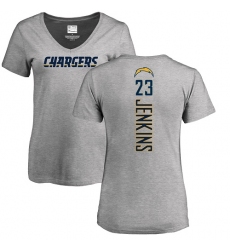 NFL Women's Nike Los Angeles Chargers #23 Rayshawn Jenkins Ash Backer T-Shirt