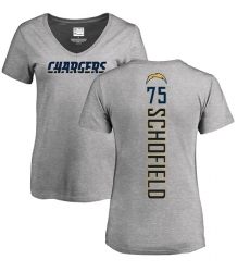 NFL Women's Nike Los Angeles Chargers #75 Michael Schofield Ash Backer T-Shirt