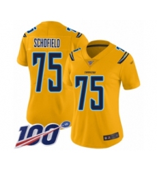 Women's Los Angeles Chargers #75 Michael Schofield Limited Gold Inverted Legend 100th Season Football Jersey
