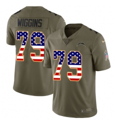 Men's Nike Los Angeles Chargers #79 Kenny Wiggins Limited Olive/USA Flag 2017 Salute to Service NFL Jersey