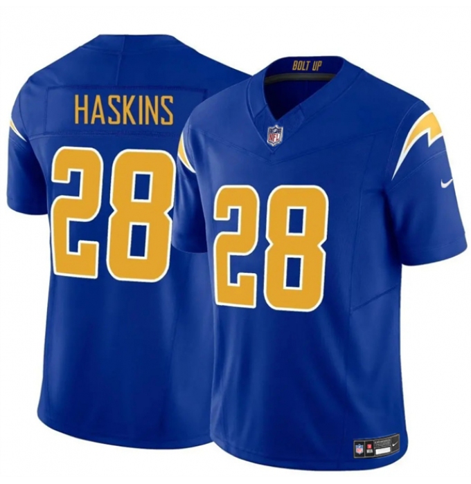 Men's Los Angeles Chargers #28 Hassan Haskins Royal 2024 F.U.S.E Vapor Limited Stitched Football Jersey