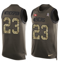 Men's Nike San Francisco 49ers #23 Ahkello Witherspoon Limited Green Salute to Service Tank Top NFL Jersey