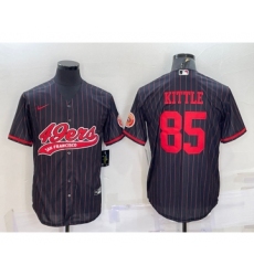Men's San Francisco 49ers #85 George Kittle Black Cool Base Stitched Baseball Jersey
