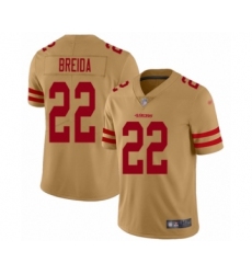 Youth San Francisco 49ers #22 Matt Breida Limited Gold Inverted Legend Football Jersey