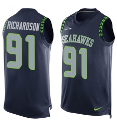 Men's Nike Seattle Seahawks #91 Sheldon Richardson Limited Steel Blue Player Name & Number Tank Top NFL Jersey