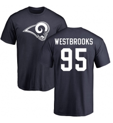 NFL Nike Los Angeles Rams #95 Ethan Westbrooks Navy Blue Name & Number Logo T-Shirt