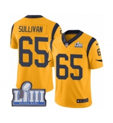 Men's Nike Los Angeles Rams #65 John Sullivan Limited Gold Rush Vapor Untouchable Super Bowl LIII Bound NFL Jersey
