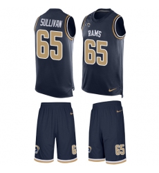 Men's Nike Los Angeles Rams #65 John Sullivan Limited Navy Blue Tank Top Suit NFL Jersey