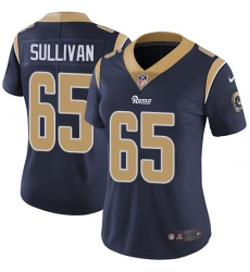 Women's Nike Los Angeles Rams #65 John Sullivan Navy Blue Team Color Vapor Untouchable Limited Player NFL Jersey