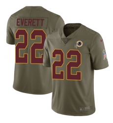 Men's Nike Washington Redskins #22 Deshazor Everett Limited Olive 2017 Salute to Service NFL Jersey