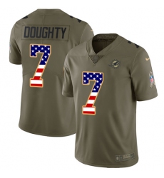 Youth Nike Miami Dolphins #7 Brandon Doughty Limited Olive/USA Flag 2017 Salute to Service NFL Jersey