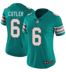 Women's Nike Miami Dolphins #6 Jay Cutler Aqua Green Alternate Vapor Untouchable Limited Player NFL Jersey