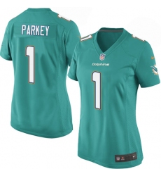 Women's Nike Miami Dolphins #1 Cody Parkey Game Aqua Green Team Color NFL Jersey
