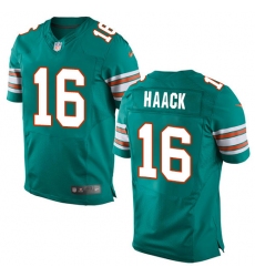Men's Nike Miami Dolphins #16 Matt Haack Elite Aqua Green Alternate NFL Jersey