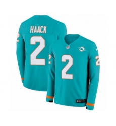 Men's Nike Miami Dolphins #2 Matt Haack Limited Aqua Therma Long Sleeve NFL Jersey