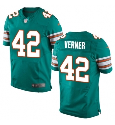 Men's Nike Miami Dolphins #42 Alterraun Verner Elite Aqua Green Alternate NFL Jersey