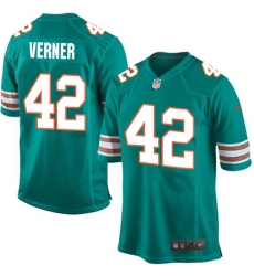 Men's Nike Miami Dolphins #42 Alterraun Verner Game Aqua Green Alternate NFL Jersey