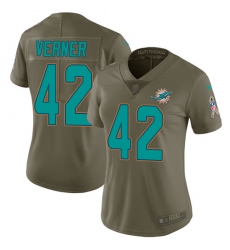 Women's Nike Miami Dolphins #42 Alterraun Verner Limited Olive 2017 Salute to Service NFL Jersey