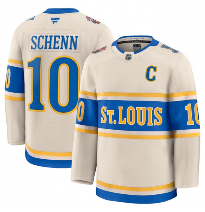 Men's St. Louis Blues #10 Brayden Schenn Cream 2024-25 Winter Classic Stitched Hockey Jersey