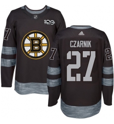 Men's Adidas Boston Bruins #27 Austin Czarnik Authentic Black 1917-2017 100th Anniversary NHL Jersey