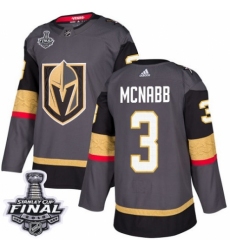 Youth Adidas Vegas Golden Knights #3 Brayden McNabb Authentic Gray Home 2018 Stanley Cup Final NHL Jersey