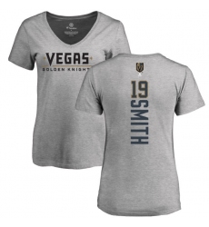 NHL Women's Adidas Vegas Golden Knights #19 Reilly Smith Gray Backer Slim Fit V-Neck T-Shirt