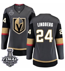 Women's Vegas Golden Knights #24 Oscar Lindberg Authentic Black Home Fanatics Branded Breakaway 2018 Stanley Cup Final NHL Jersey