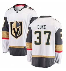 Men's Vegas Golden Knights #37 Reid Duke Authentic White Away Fanatics Branded Breakaway NHL Jersey