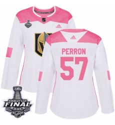 Women's Adidas Vegas Golden Knights #57 David Perron Authentic White/Pink Fashion 2018 Stanley Cup Final NHL Jersey