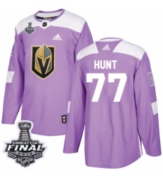 Men's Adidas Vegas Golden Knights #77 Brad Hunt Authentic Purple Fights Cancer Practice 2018 Stanley Cup Final NHL Jersey