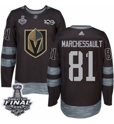 Men's Adidas Vegas Golden Knights #81 Jonathan Marchessault Authentic Black 1917-2017 100th Anniversary 2018 Stanley Cup Final NHL Jersey