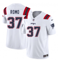 Men's New England Patriots #37 Parker Romo White 2025 F.U.S.E. Vapor Limited Football Stitched Jersey