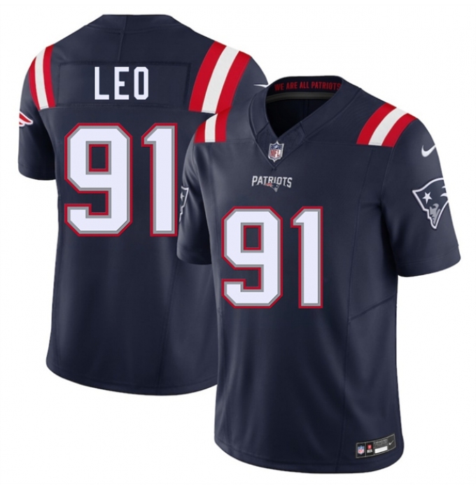 Men's New England Patriots #91 Titus Leo Navy 2025 F.U.S.E. Vapor Limited Football Stitched Jersey