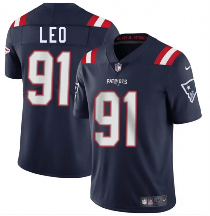 Men's New England Patriots #91 Titus Leo Navy 2025 Vapor Limited Football Stitched Jersey